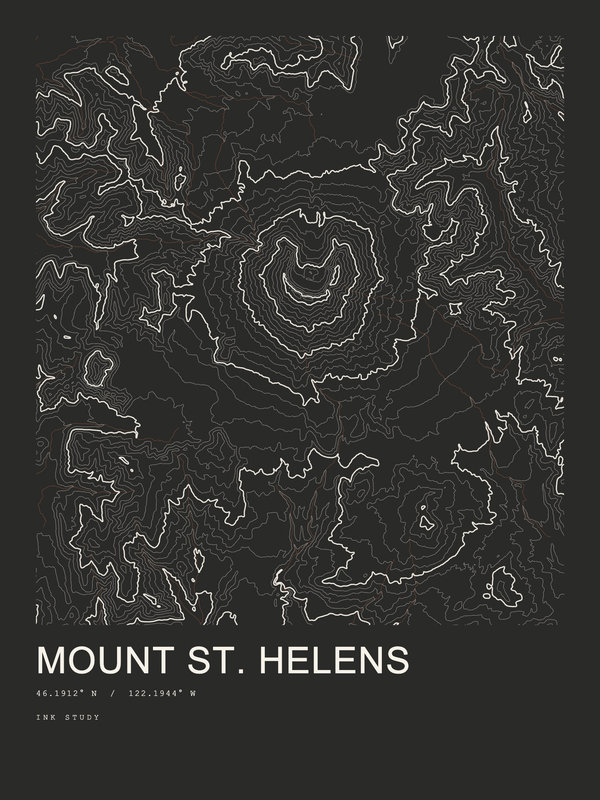 Mount St. Helens — Ink print in Ink Dark