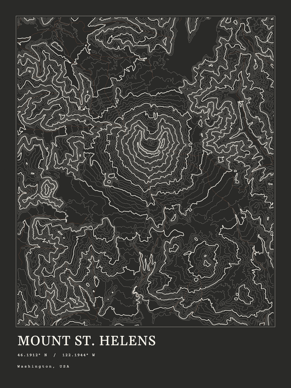 Mount St. Helens — Ink print in Ink Dark