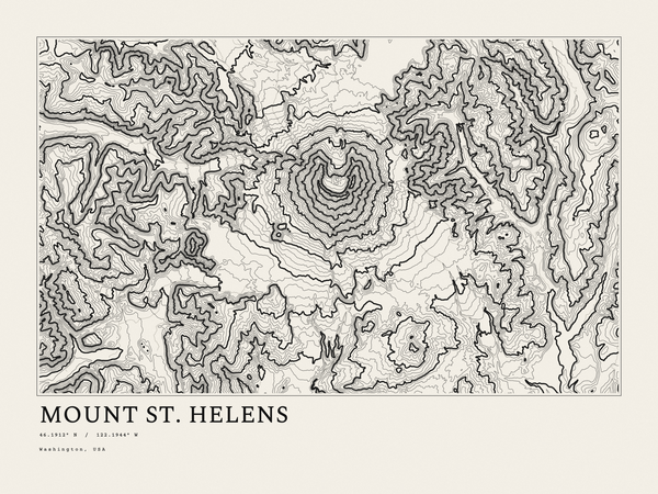 Mount St. Helens — Ink print in Ink Light (landscape)