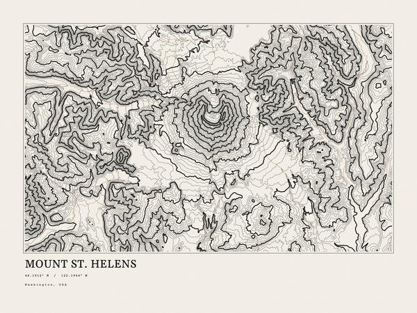 Mount St. Helens — Ink print in Ink Light (landscape)