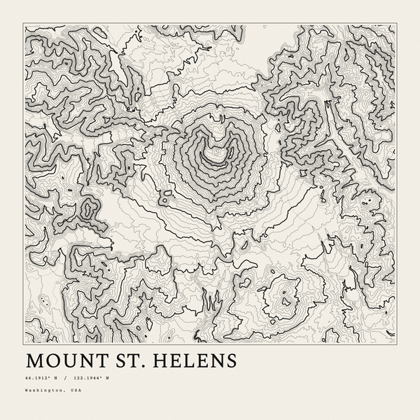 Mount St. Helens — Ink print in Ink Light (square)