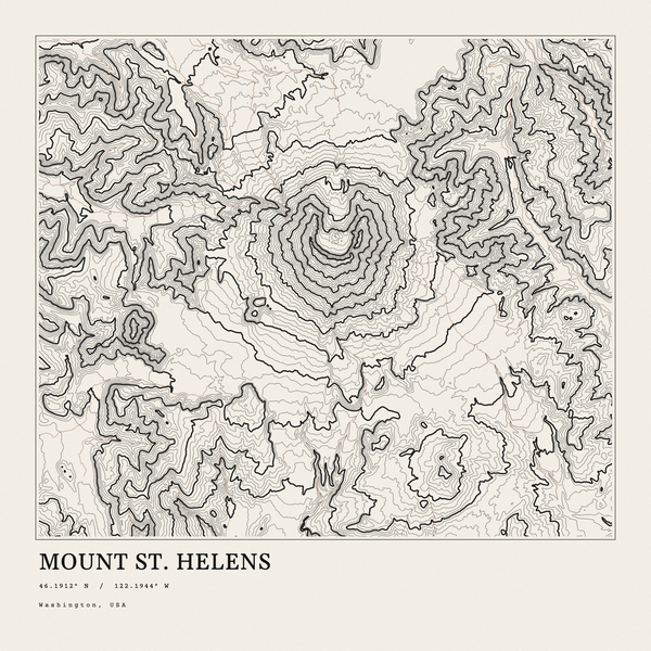 Mount St. Helens — Ink print in Ink Light (square)