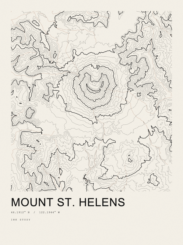 Mount St. Helens — Ink print in Ink Light