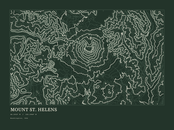 Mount St. Helens — Ink print in Ranger Dark (landscape)