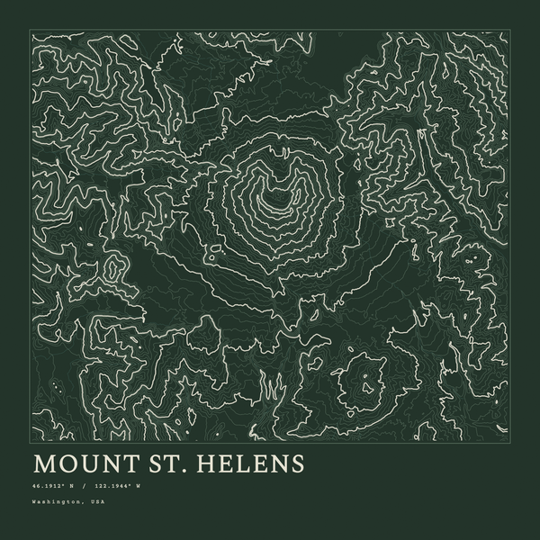 Mount St. Helens — Ink print in Ranger Dark (square)