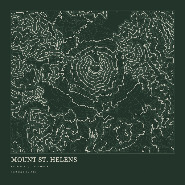 Mount St. Helens — Ink print in Ranger Dark (square)