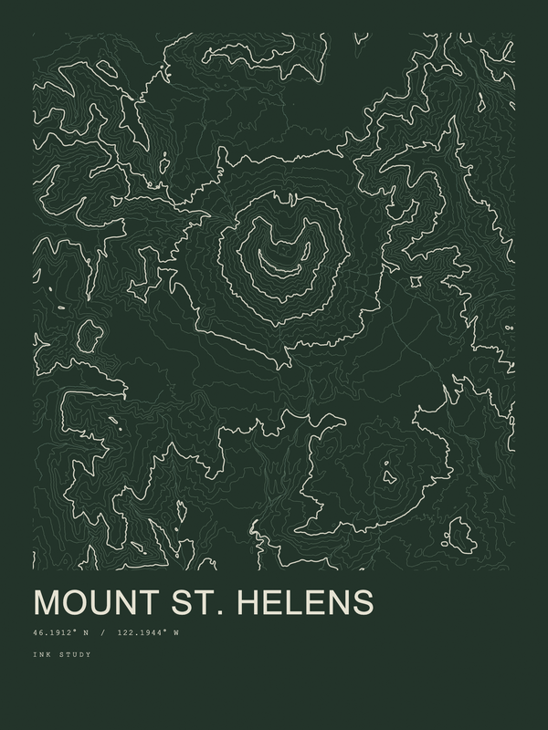 Mount St. Helens — Ink print in Ranger Dark