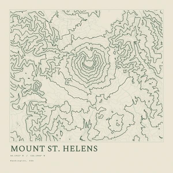 Mount St. Helens — Ink print in Ranger Light (square)