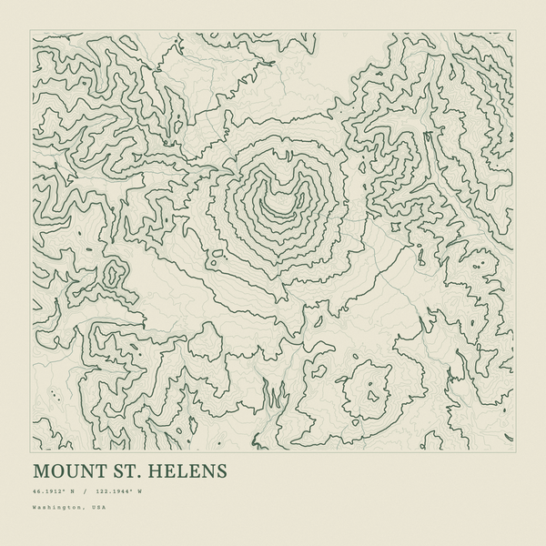 Mount St. Helens — Ink print in Ranger Light (square)