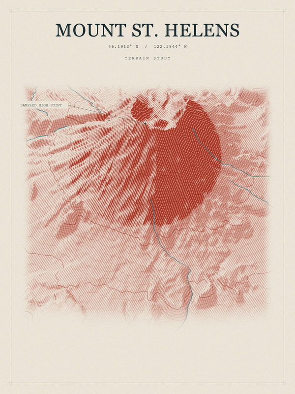 Mount St. Helens — Red Relief print in Ember & Ochre
