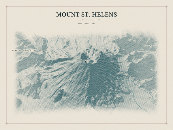 Mount St. Helens — Red Relief print in Graphite (landscape)