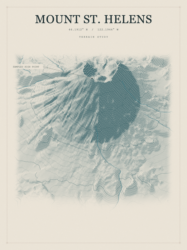 Mount St. Helens — Red Relief print in Graphite