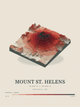 Mount St. Helens — Terrain Relief print in Red Earth