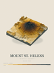Mount St. Helens — Terrain Relief print in Saffron & Slate