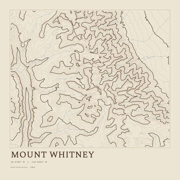 Mount Whitney — Ink print in Atlas Light (square)