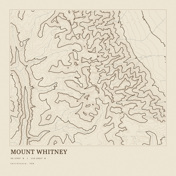 Mount Whitney — Ink print in Atlas Light (square)