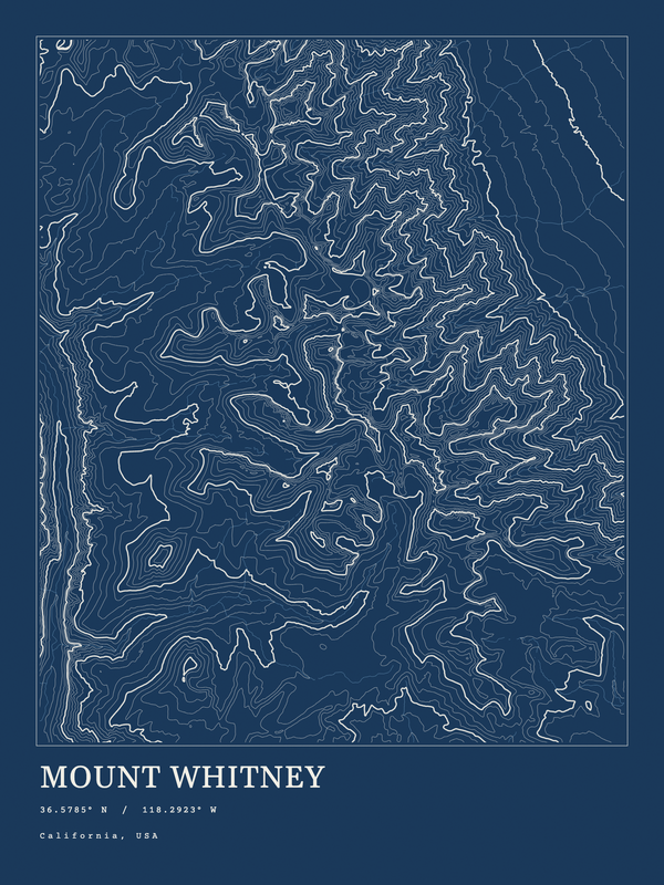 Mount Whitney — Ink print in Blueprint Dark