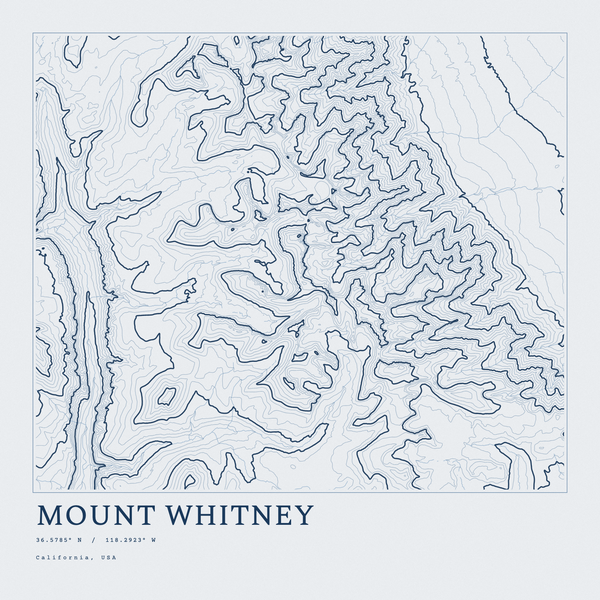 Mount Whitney — Ink print in Blueprint Light (square)