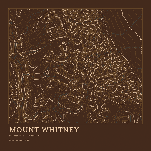 Mount Whitney — Ink print in Desert Dark (square)
