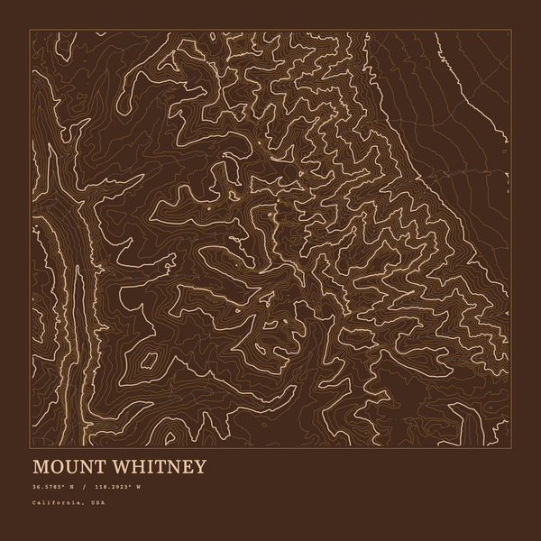 Mount Whitney — Ink print in Desert Dark (square)
