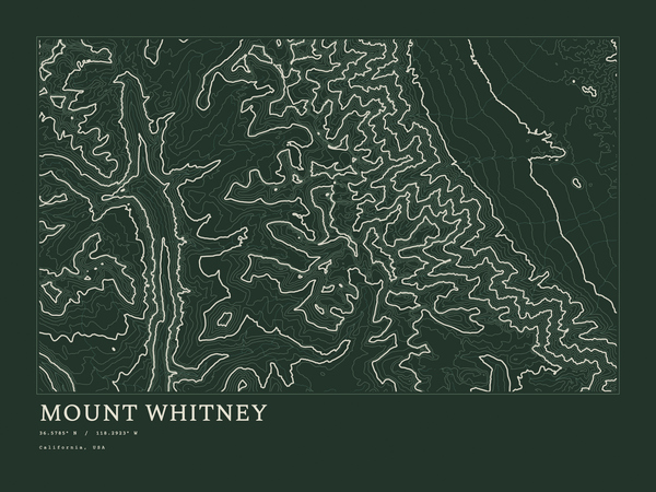 Mount Whitney — Ink print in Ranger Dark (landscape)