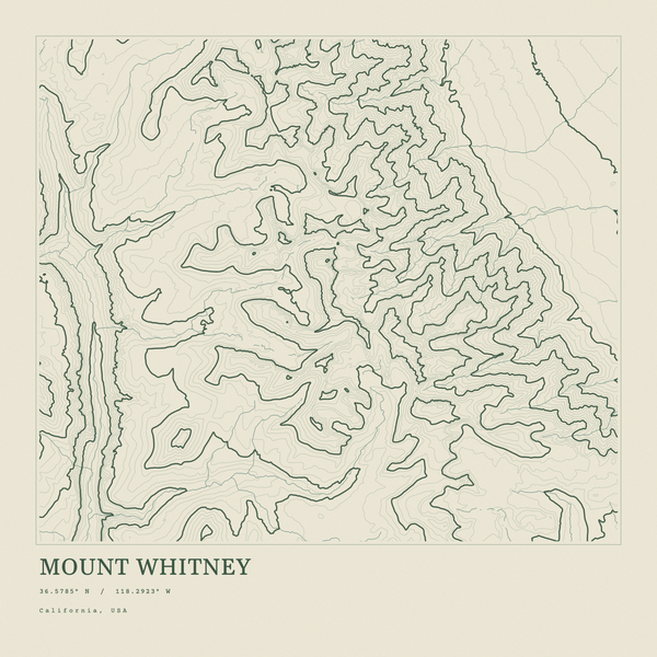 Mount Whitney — Ink print in Ranger Light (square)