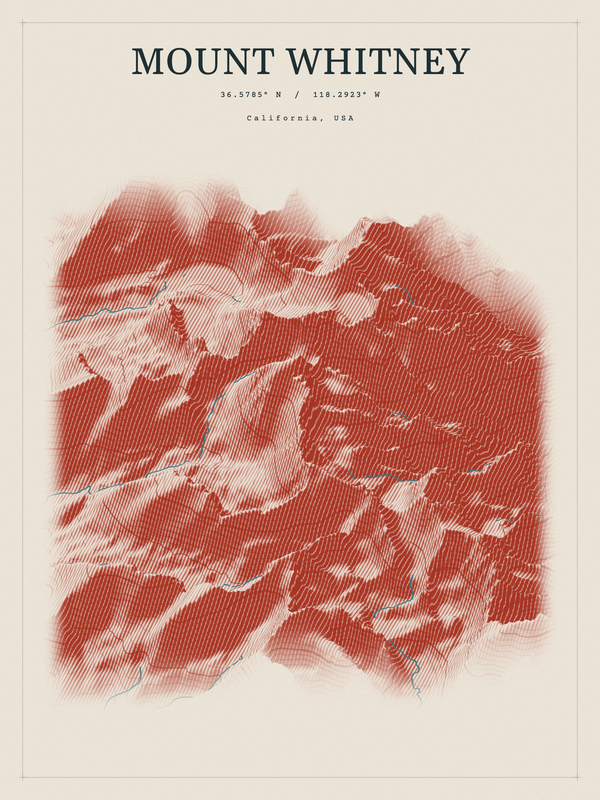 Mount Whitney — Red Relief print in Ember & Ochre