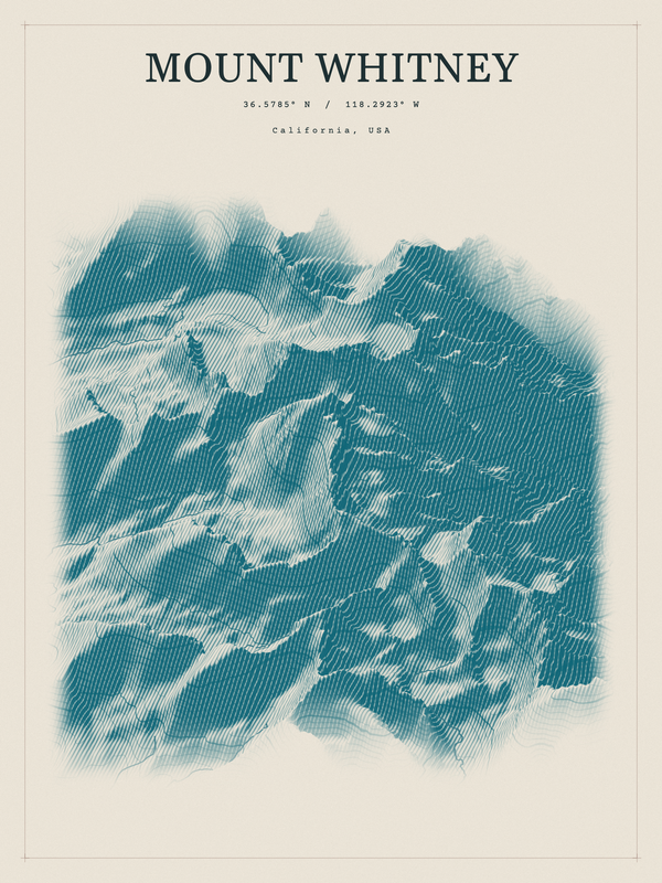 Mount Whitney — Red Relief print in Fjord