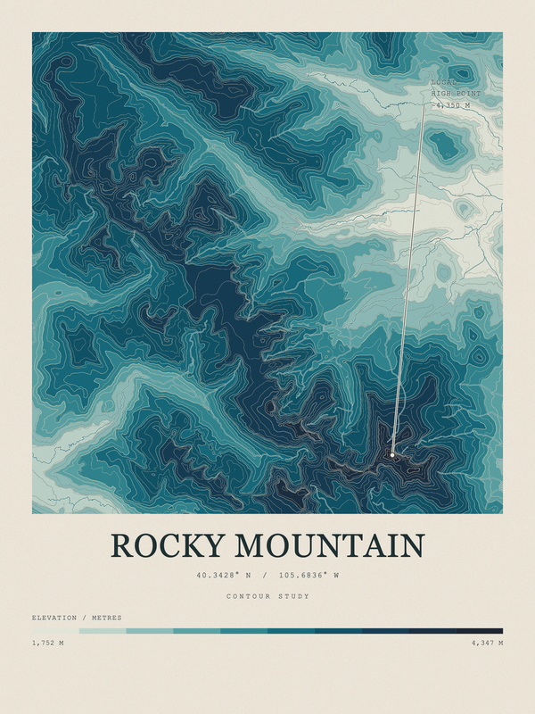 Rocky Mountain — Contour Colour print in Fjord