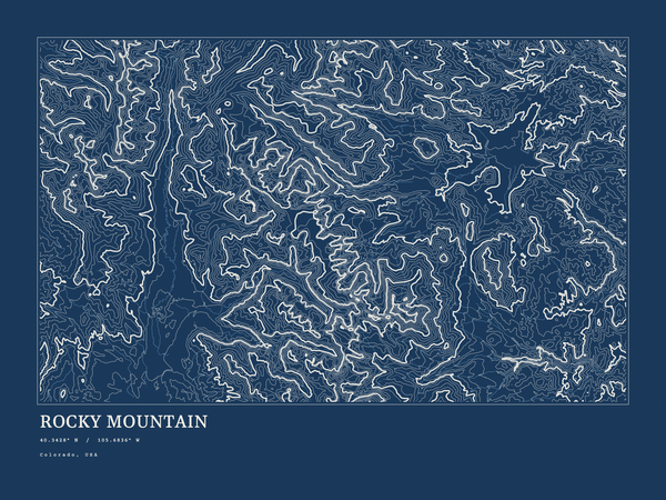 Rocky Mountain — Ink print in Blueprint Dark (landscape)