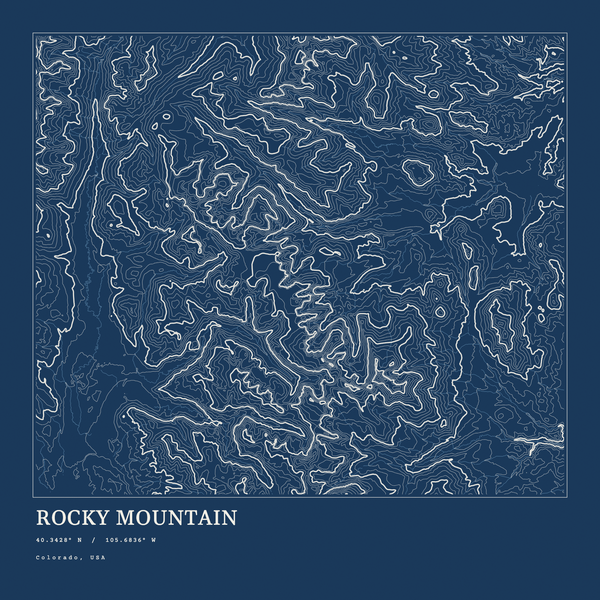 Rocky Mountain — Ink print in Blueprint Dark (square)
