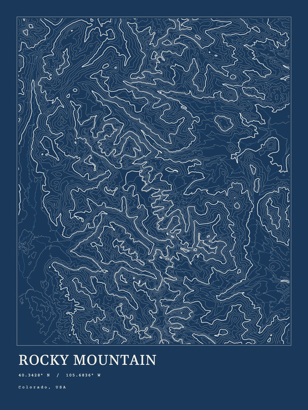 Rocky Mountain — Ink print in Blueprint Dark