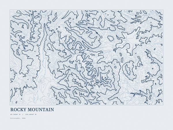 Rocky Mountain — Ink print in Blueprint Light (landscape)