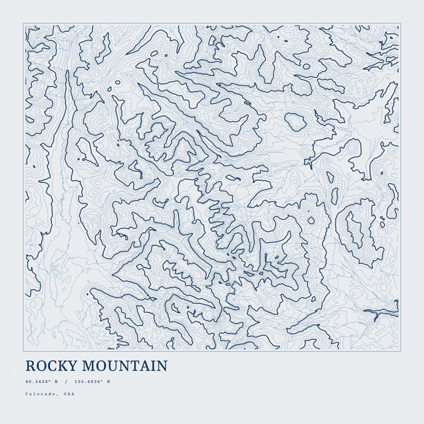 Rocky Mountain — Ink print in Blueprint Light (square)