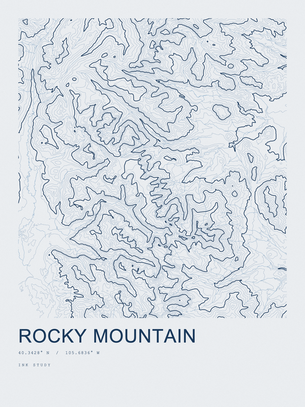 Rocky Mountain — Ink print in Blueprint Light