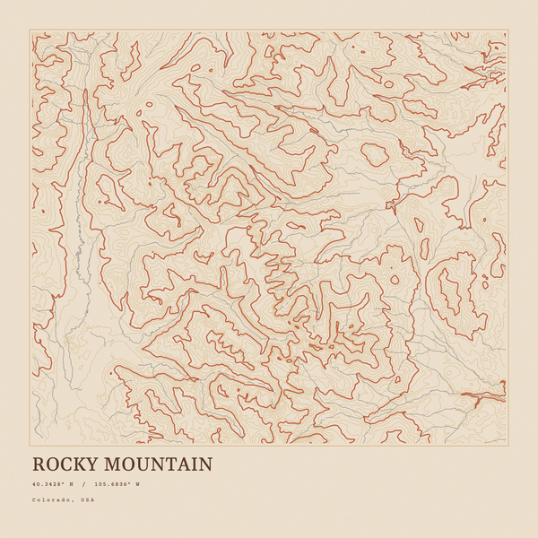 Rocky Mountain — Ink print in Desert Light (square)