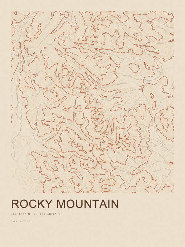 Rocky Mountain — Ink print in Desert Light