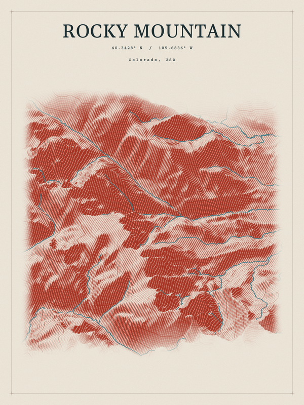 Rocky Mountain — Red Relief print in Ember & Ochre