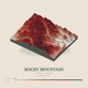 Rocky Mountain — Terrain Relief print in Red Earth (square)