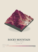Rocky Mountain — Terrain Relief print in Rose & Stone