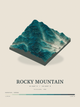 Rocky Mountain — Terrain Relief print in Alpine Teal