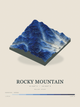 Rocky Mountain — Terrain Relief print in Ultramarine