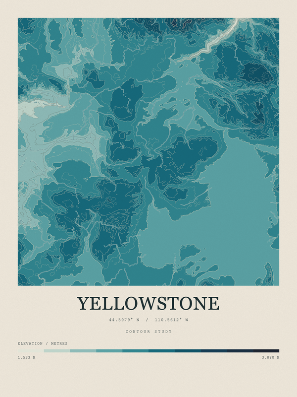 Yellowstone — Contour Colour print in Fjord