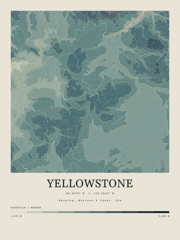 Yellowstone — Contour Colour print in Graphite
