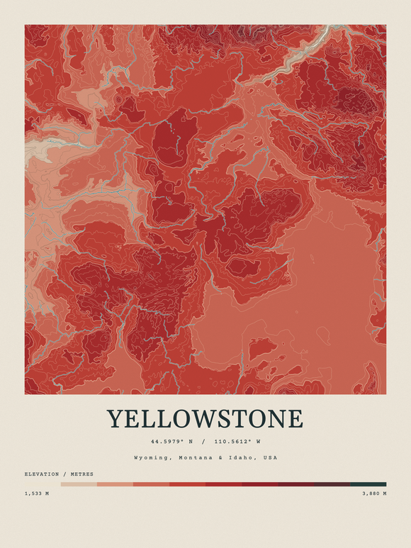 Yellowstone — Contour Colour print in Red Earth