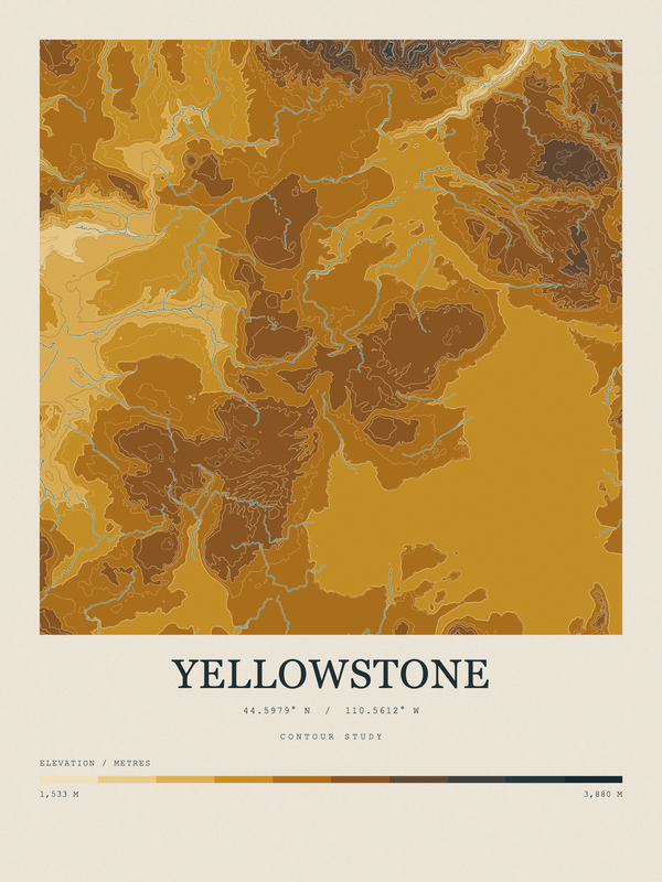 Yellowstone — Contour Colour print in Saffron & Slate