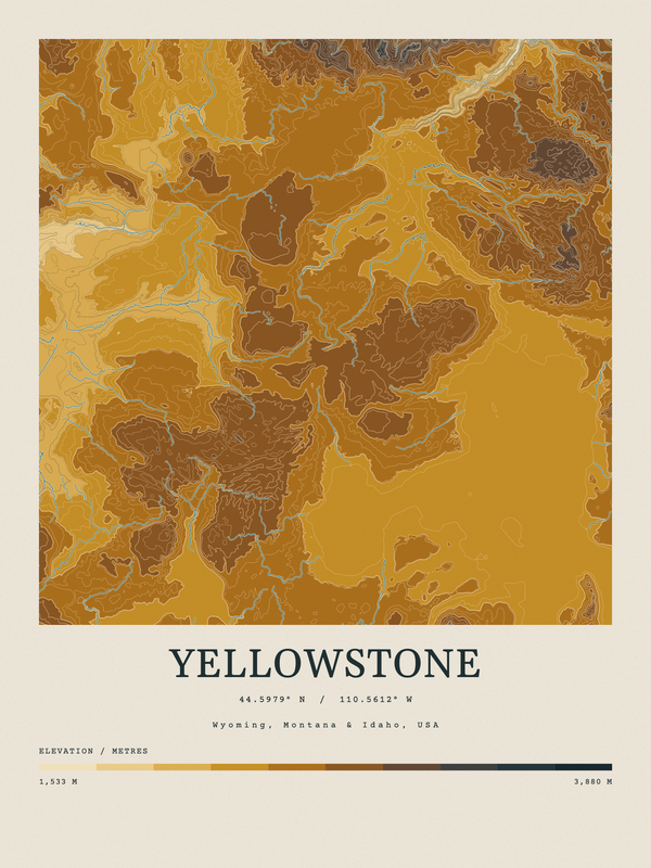 Yellowstone — Contour Colour print in Saffron & Slate
