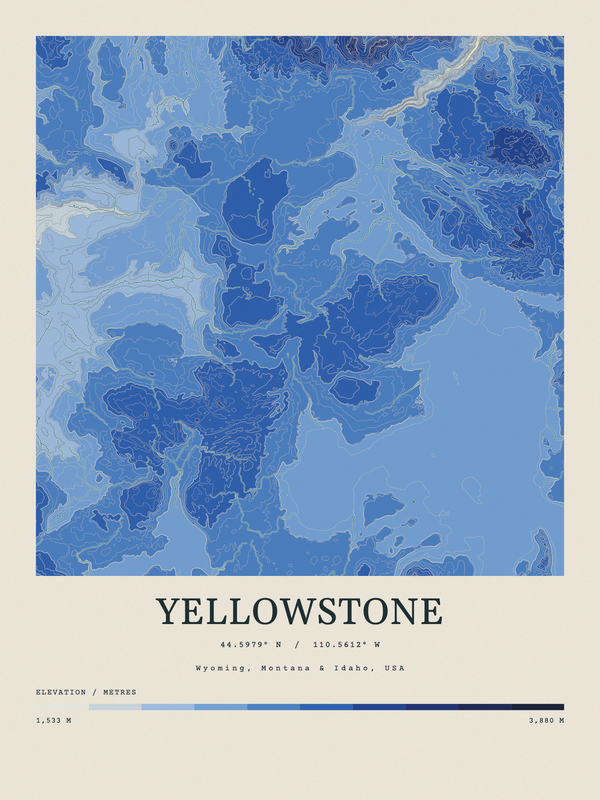 Yellowstone — Contour Colour print in Ultramarine