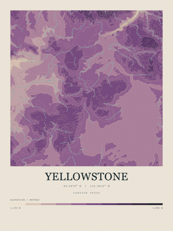 Yellowstone — Contour Colour print in Plum & Clay