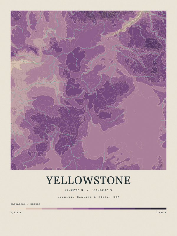 Yellowstone — Contour Colour print in Plum & Clay